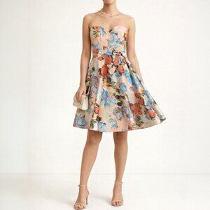 Chi Chi London‎ Women's Size 6 Strapless Bustier Dress Romantic Vintage Floral